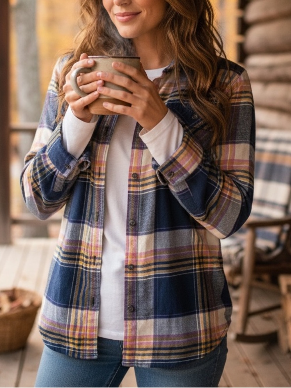 Eddie Bauer Women’s Classic Fit Plaid Button-Front Flannel Shirt